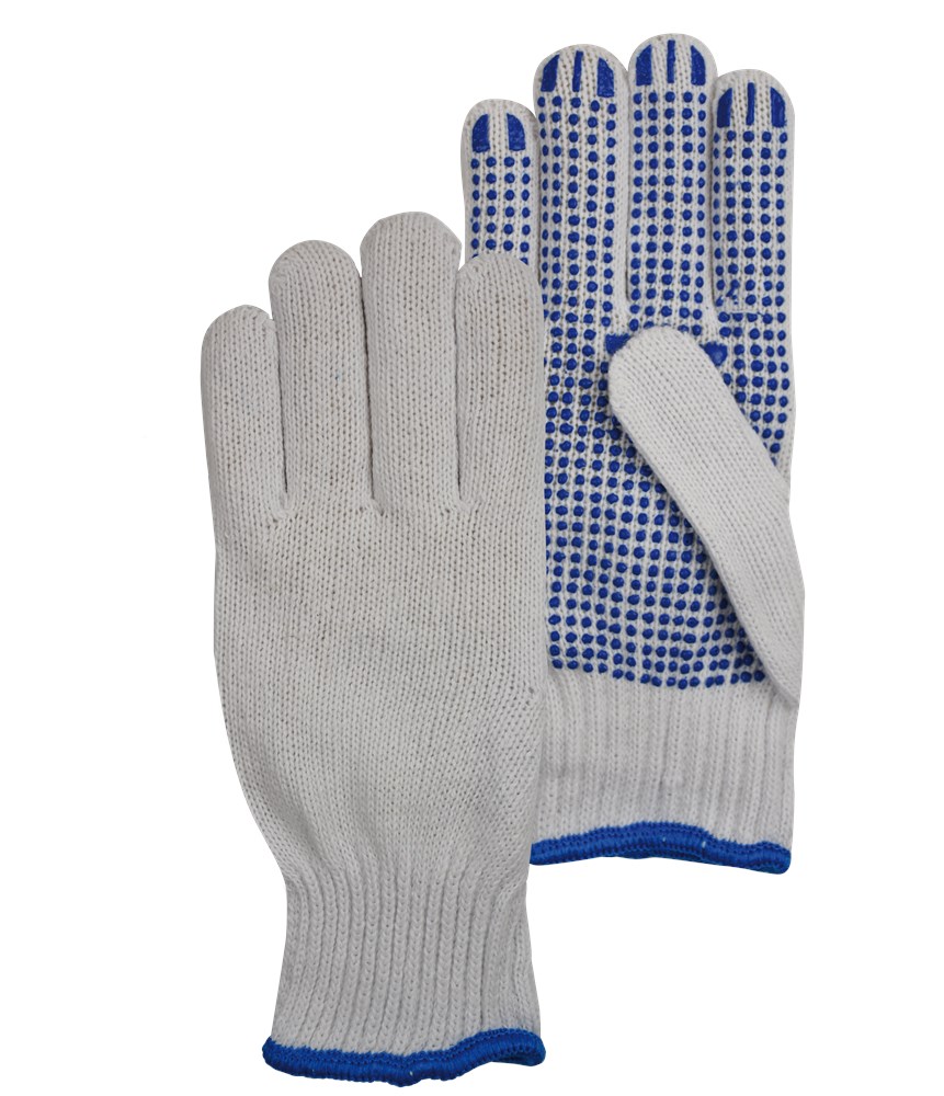 20-300 Rondgebreide Poly / Katoen Handschoen Met PVC Nopjes