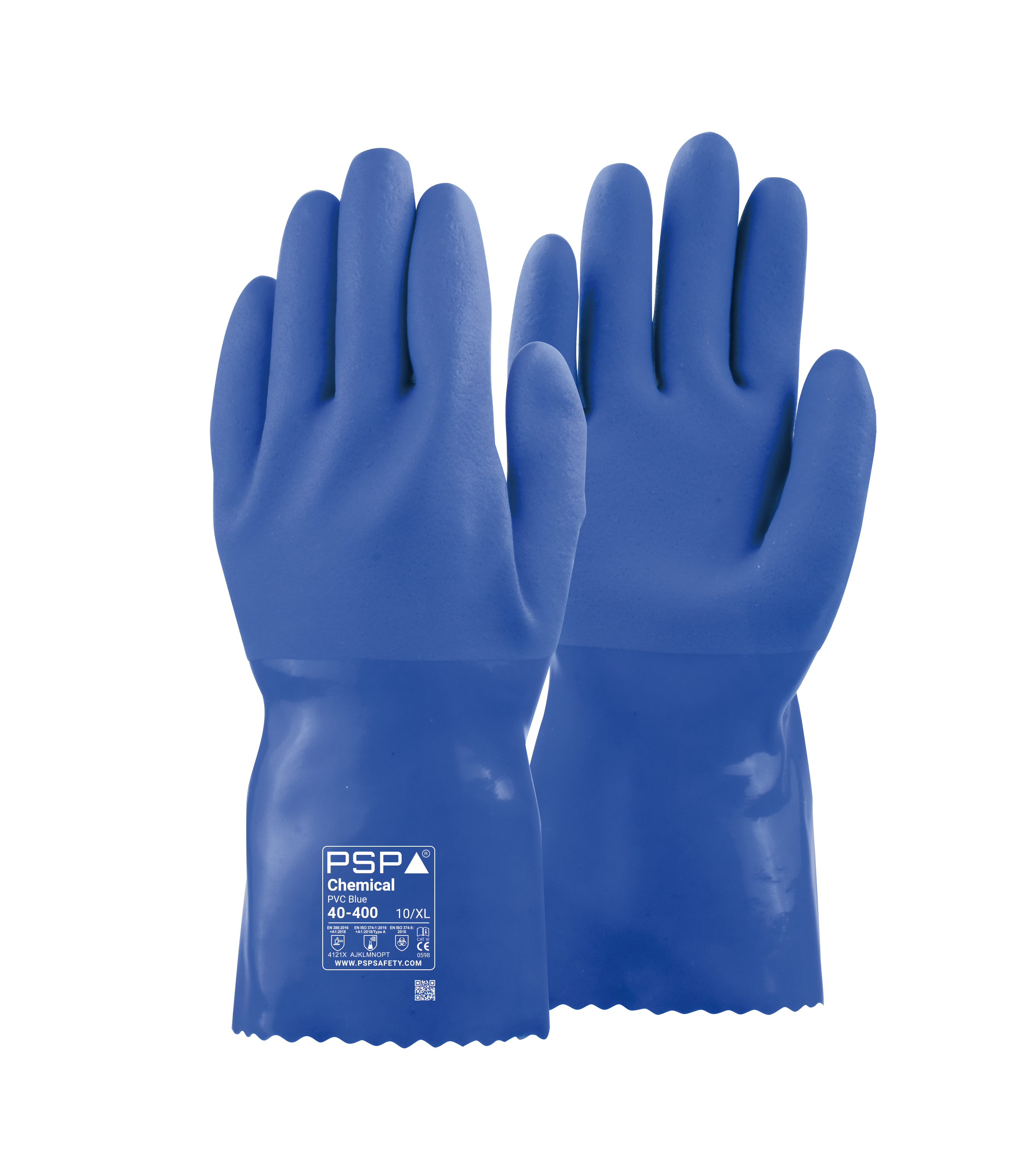 40-400 Chemical PVC Blue Werkhandschoen - Image 2